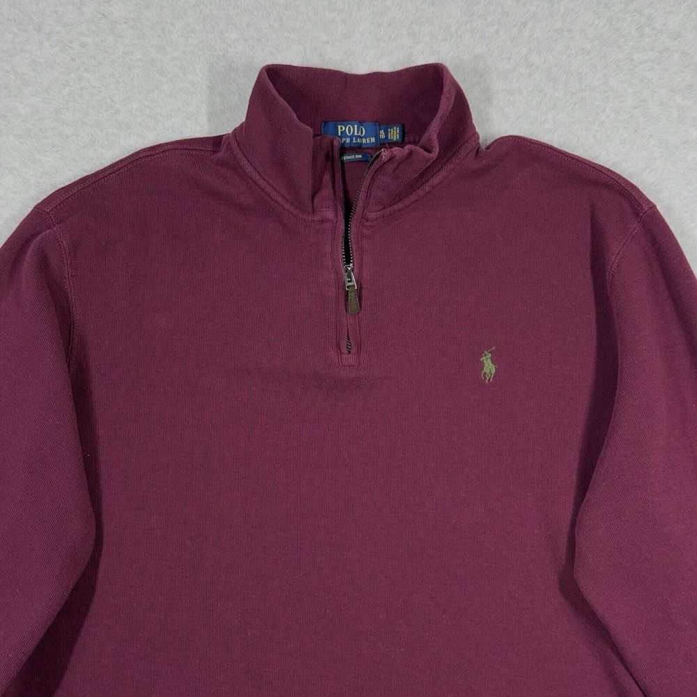 Polo by Ralph Lauren Burgundy Quarter Zip Sweater - Picture 3 of 12